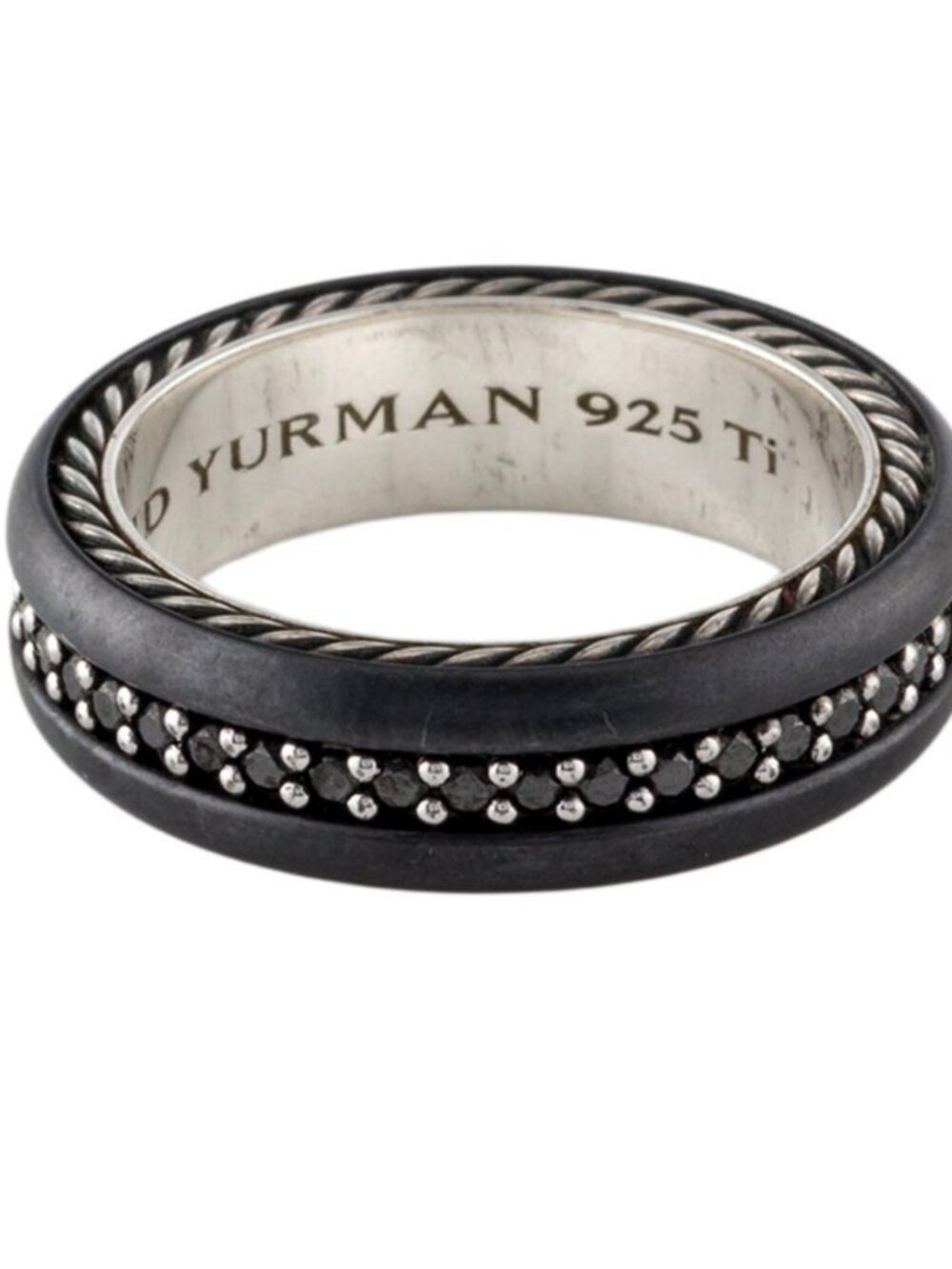 DAVID YURMAN TITANIUM & STERLING SILVER 925 DIAMOND STREAMLINE® BAND RING